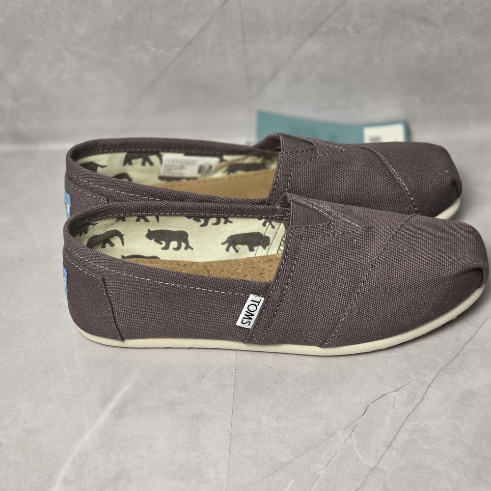 TOMS Gray Canvas Slip-Ons
